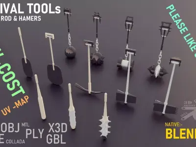 Low Poly Game Tools Low-poly 3D model