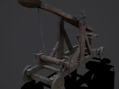 Medieval Catapult Low-poly 3D model
