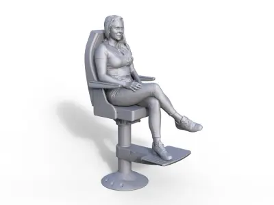 Figure Charlotte typ F with chair for ship model railway diorama 3D print model