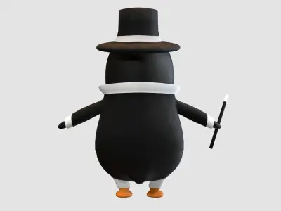 magician cartoon penguin  3D model