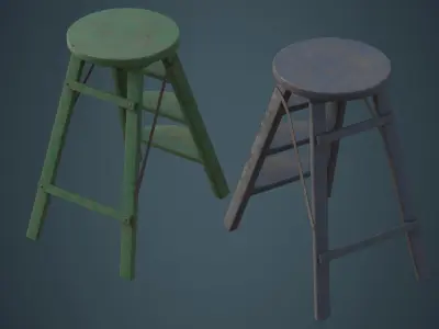 Step Ladder 2C Low-poly 3D model