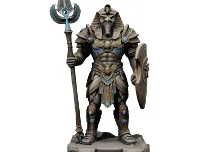 Egyptian Statue Character T Low-Poly High Poly Low-poly 3D model