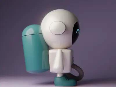 Cute Adorable character Robot 3d model Low-poly 3D model