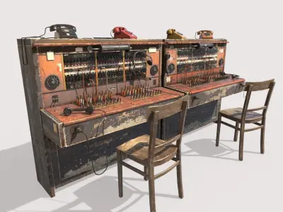 Old Double Telephone Switch 3D model