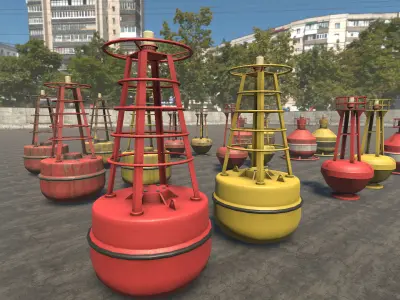 Buoys Collection Low-poly 3D model