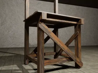 EKs Old Wood Chair 3D Model  Low-poly 3D model