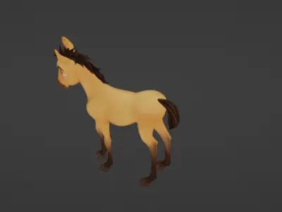 Cute Horse Low-poly 3D model