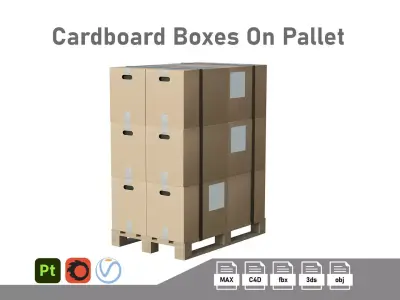 Cardboard Boxes On Pallet Low-poly 3D model