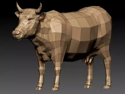 3D COW - LOWPOLY bull Low-poly 3D model