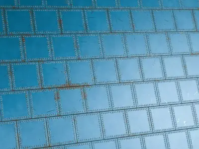 Blue Riveted Sci-Fi Metal Panel PBR Seamless Texture