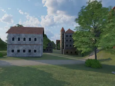 Coastal Fortress Village 3D model