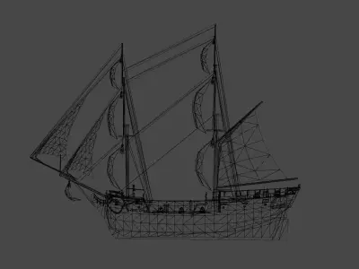 Pirate Ship Fully Loaded Low-poly 3D model