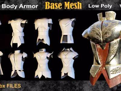 35 Body Armor Base Mesh vol16  Low-poly 3D model