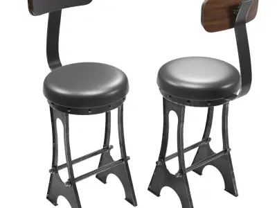 Upholstered A Frame Bar Chair 3D model