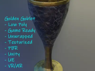 Golden Goblet Low-poly 3D model