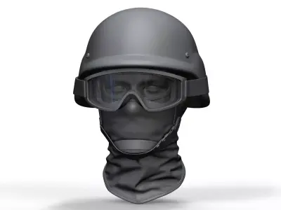 Police Helmet and Glasses - Low Poly and High Poly 3D model