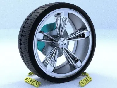 ORTAS CAR RIM 24 GAME READY RIM TIRE AND DISC 3D model