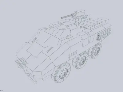 Low poly scifi battle vehicle Low-poly 3D model
