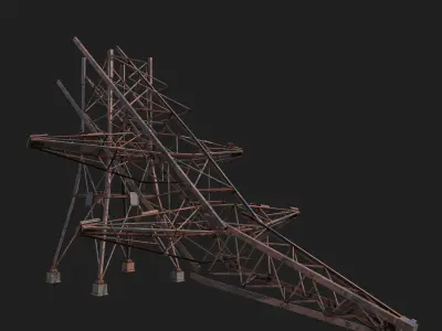 High voltage tower Low-poly 3D model