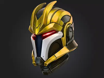 Void Sentinel Helmet Premium Futuristic Sci-Fi Warrior Printable Low-poly 3D model