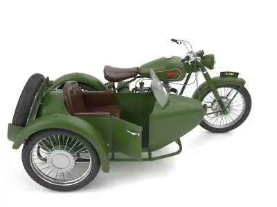 BSA Motorbike with sidecar 3D model