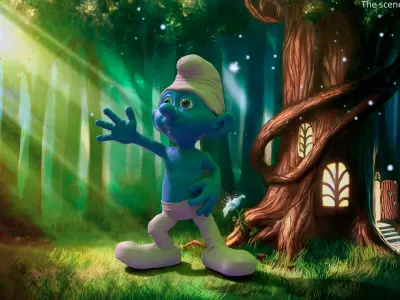  Cartoon Smurf with Fur Rigged 