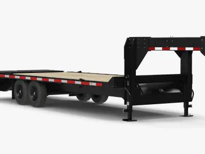 Flat Bed Gooseneck Pickup Trailer 3D model