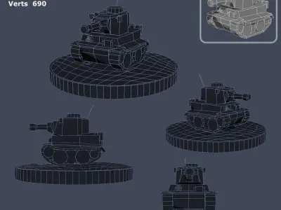 Low poly Mini Tank Low-poly 3D model