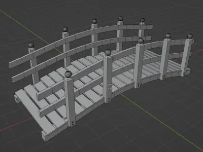 Japanese Bridge Low-poly  Free low-poly 3D model
