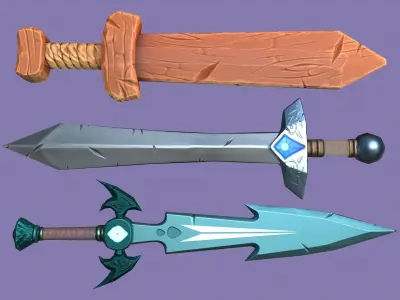 Sword Pack A - Stylized Low-poly 3D model