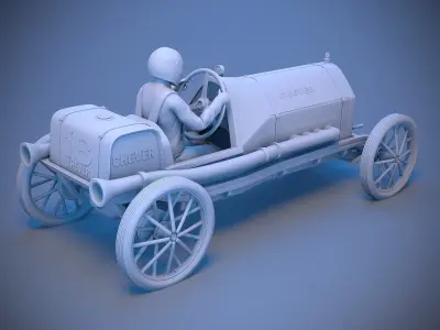 Car with driver 3D print model