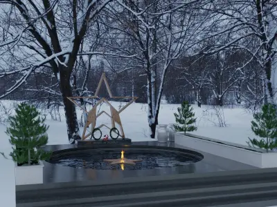 Eternal flame in the square 3D model