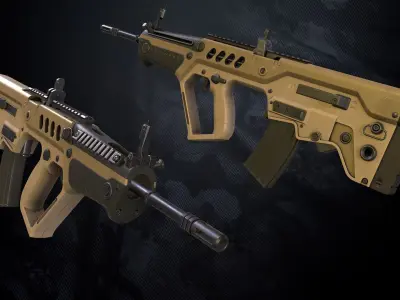 TAR21 Assault Rifle With Hands And Weapon Case Low-poly 3D model