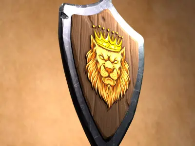Medieval Hanging Sign - Low Poly Wood Plank Low-poly 3D model