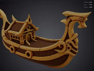 Golden Boat 3D model