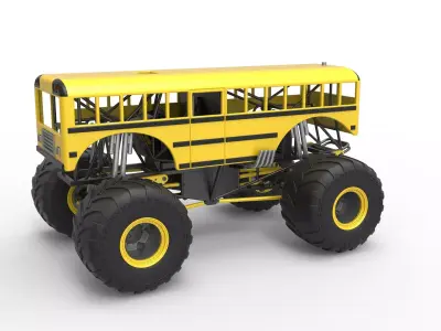 School bus Monster truck Scale 1 to 25 3D print model