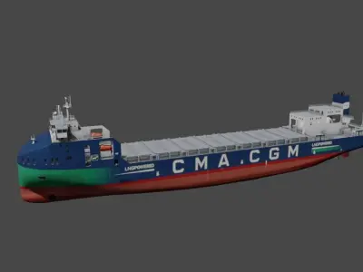 LNG dual-fuel CMA CGM container ship 3d model Low-poly 3D model