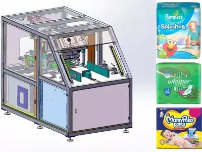 Fully Automatic Diaper and Sanitary Pad Packaging Machine 3D model