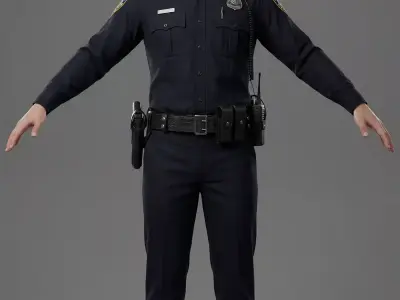 Policeman Officer  3D model Game ready rigged with animation 3D model