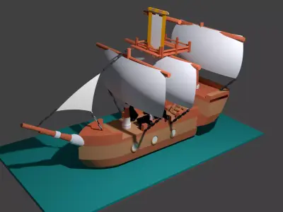 low poly old ship Free low-poly 3D model