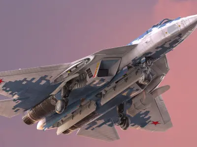 SU-57 Stealth Jet Fighter Pixel Camouflage 3D model