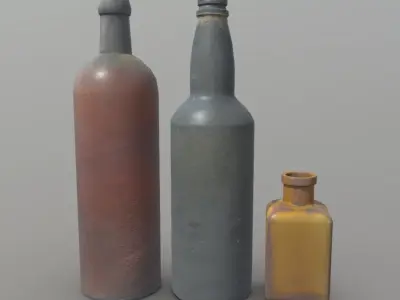 Bottles vintage Low-poly 3D model