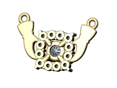 Rounded square diamond cluster holding hands pendant 3D print model