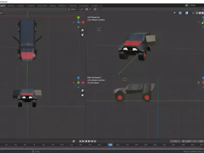LowPoly Truck car in animation program Low-poly 3D model