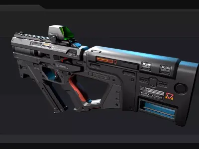 AK4 - MachineGun Low-poly 3D model