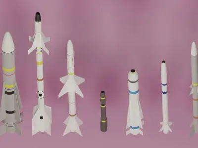Aircraft Missiles Collection Low-poly 3D model