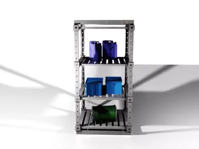 Industrial Shelving Unit Low Poly Low-poly 3D model