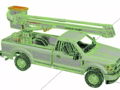 Bucket Lift Truck Utility Maintenance Service Vehicle 3D model