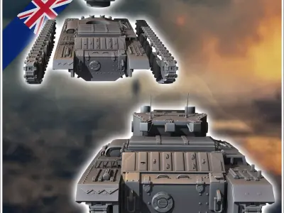 Valentine Mark Mk VIIA infantry tank - UK United WW2 Kingdom Bri 3D print model