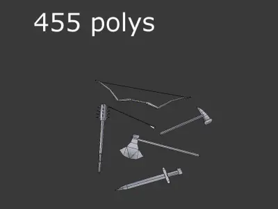 low poly medieval weapons pack 2 Low-poly 3D model